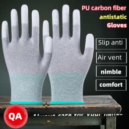 10 Pairs ESD Safety Work Gloves with Coated Fingertips for Electronics Maintenance, High Quality,