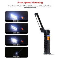 High Power LED Work Light 5 Lighting Mode Rechargeable Flashlight Inspection Lamp with Magnetic Power Bank 18650 Battery Torch