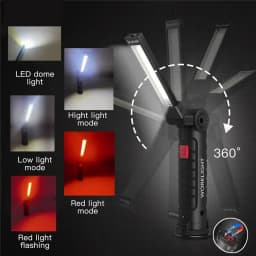 High Power LED Work Light 5 Lighting Mode Rechargeable Flashlight Inspection Lamp with Magnetic Power Bank 18650 Battery Torch