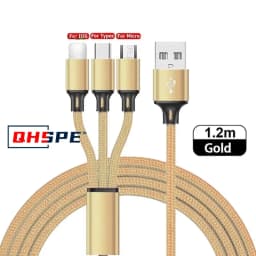 3 IN 1 USB Cable Micro USB Type C Charger Cable Multi Usb Port Fast Charging Cord For iPhone 11 12 13 Pro Max Xiaomi Samsung
