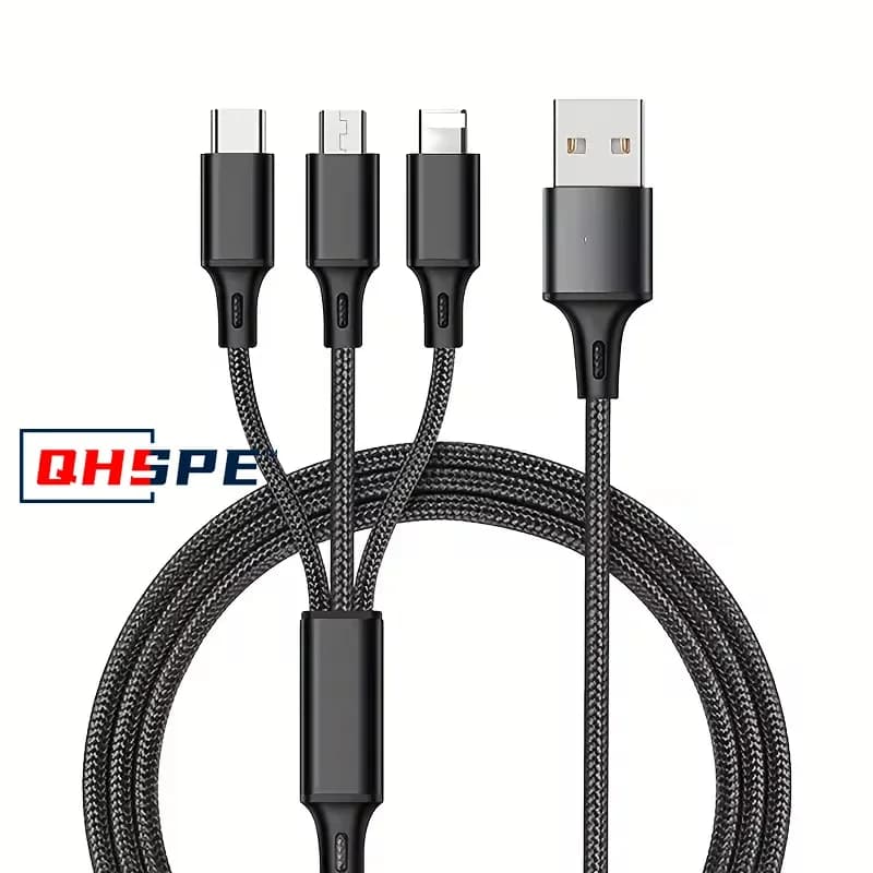 3 IN 1 USB Cable Micro USB Type C Charger Cable Multi Usb Port Fast Charging Cord For iPhone 11 12 13 Pro Max Xiaomi Samsung