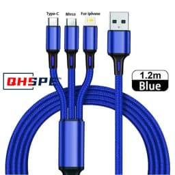 3 IN 1 USB Cable Micro USB Type C Charger Cable Multi Usb Port Fast Charging Cord For iPhone 11 12 13 Pro Max Xiaomi Samsung