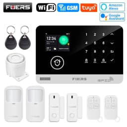 FUERS Alarm System Smart Home WIFI GSM Security Alarm Host Ant-theft with Door Motion Sensor Tuya Smart App control work Alexa