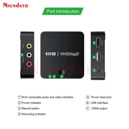 EZCAP181 Analog VHS to Digital Video Audio Recorder AV HD USB Video Capture Recorders for U Hi8 VCR DVR Camcorder Tape Digitizer