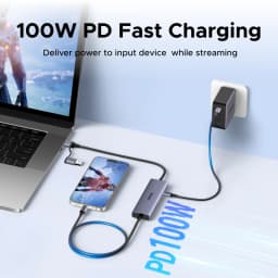 UGREEN Type C USB-C HDMI Video Capture Card with HDMI Zero-Latency Pass-Through, 100W PD Charging, 4K@30Hz Recording, Streaming