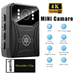 Mini 4K HD Cameras with WIFi 3000mAh Digtal Video Recorder with IPS Screen Night Vision Police Body Camera Portable Camcorder