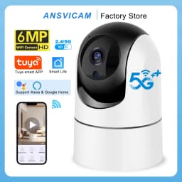 ANSVICAM Tuya 6MP HD 5G WiFi Indoor Security Camera 6x Zoom Baby Monitor Night Vision Auto Motion Detection 2-Way Audio Cameras