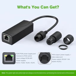 Gigabit PoE 48V to 24V PoE Converter, RJ45 Port Output 24V/1A, IEEE802.3af/at for Passive 24V Devices