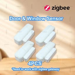 4Pcs Zigbee Door Window Sensor Smart Home Security Burglar Wireless Window Open Closed Detector Works With Gateway Zigbee2MQTT