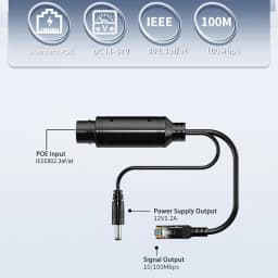 Waterproof 1000Mbps POE Splitter 48V to 12V IEEE 802.3af/at Adapter for Outdoor IP Camera CCTV Security System