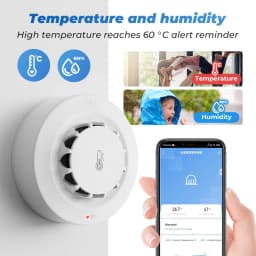 Tuya WiFi or Zigbee Smoke Detector with Temperature Humidity Detect 3 In 1 Support 80dB Sound Alarm Remote Push Alert Function