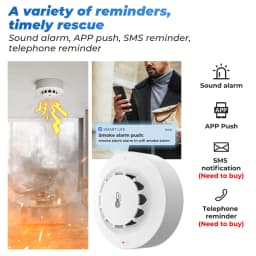 Tuya WiFi or Zigbee Smoke Detector with Temperature Humidity Detect 3 In 1 Support 80dB Sound Alarm Remote Push Alert Function