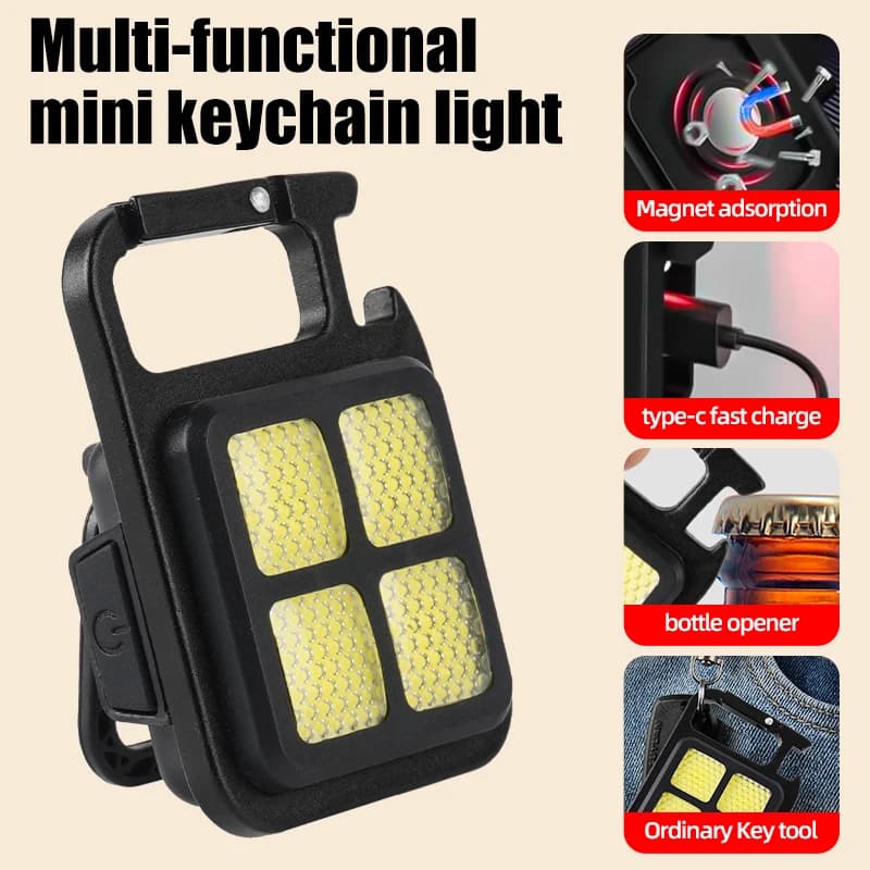 Mini LED Flashlight Magnetic COB Outdoor Camping Pocket Work Light USB Rechargeable Emergency Light