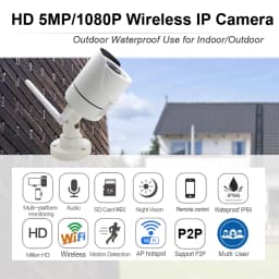 JIENUO Wireless IP Camera 5MP HD Audio Cctv Security Outdoor Waterproof 1080P Night Vision Surveillance Onvif Wifi Home Cam RTSP