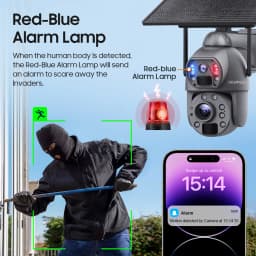 SHIWOJIA 36X ZOOM 12MP 4G SIM Solar Camera Outdoor 360° Wireless WIFI Battery Security Cameras with Solar Panel PIR Night Vision