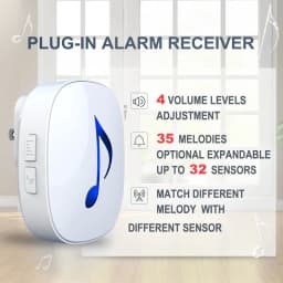 HTZSAFE Wireless Door/Window Sensor Alarm System-200 Meters Transmission Range-35 Optional Melodies & 4 Adjustable Volume