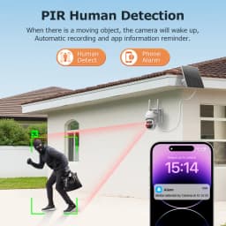 SHIWOJIA 5MP Solar Camera 4G SIM Outdoor 360° Wireless WIFI Solar Battery Powered PTZ Security Cameras PIR Night Vision Video