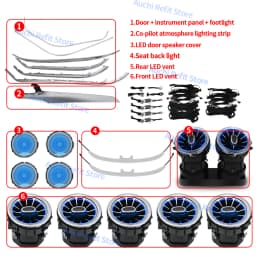 Ambient Light 3/12/64 Colours For Mercedes-Benz C/GLC Class Coupe W205 C43 C63 X253 LED Vents Speaker Decorative Light Retrofit