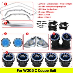Ambient Light 3/12/64 Colours For Mercedes-Benz C/GLC Class Coupe W205 C43 C63 X253 LED Vents Speaker Decorative Light Retrofit