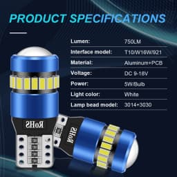 2PCS T10 W5W LED CANBUS No Error 12V Car Side Interior Lights 168 194 3030 SMD for BMW Audi Super Bright Car Interior Lights