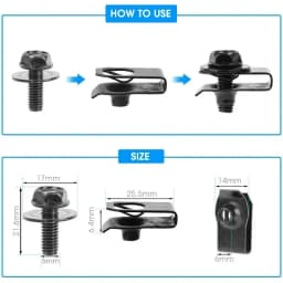 Car Body Bolts & U-nut Clips M6 Engine Cover Undertray Splash Shield Guard Bumper Fender Liner Retainer Fastener Rivet Screws