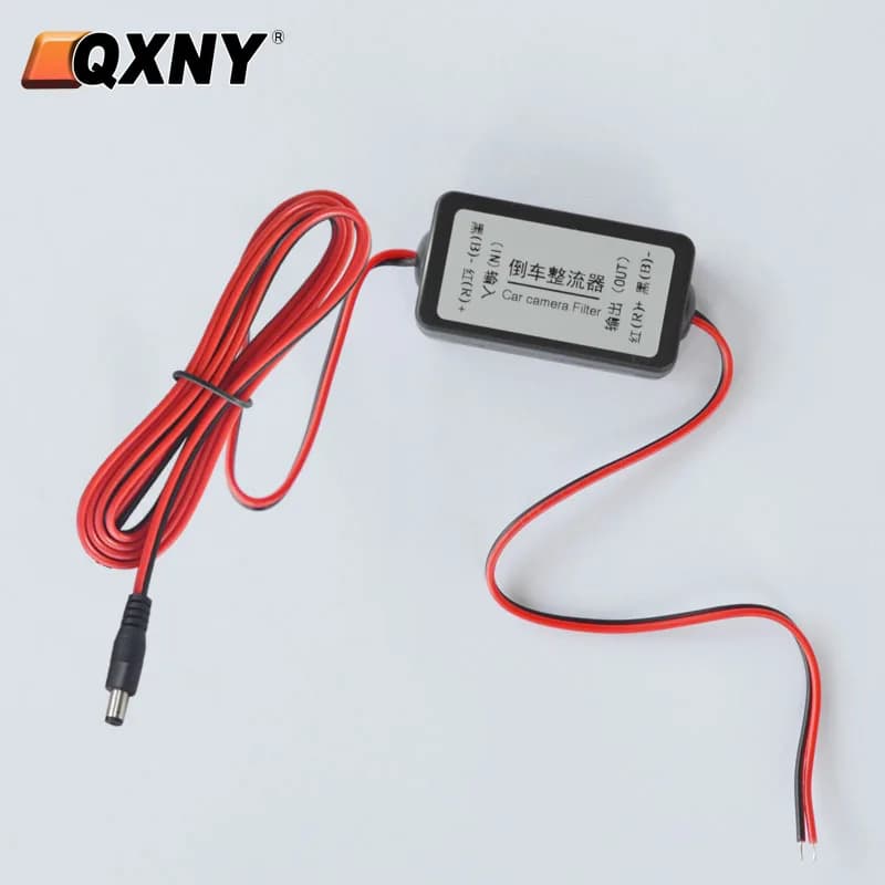Car Rear View Rectifier, 12V DC Power Relay Capacitor Filter Connector for Backup Auto Car Camera Filter Solve Ripple Splash
