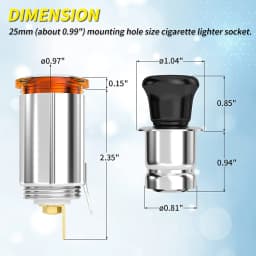DaierTek 12V Cigarette Lighter Socket with Eject Button Cigarette Lighter Plug Car Cigarette Lighter Replacement Auxiliary Power