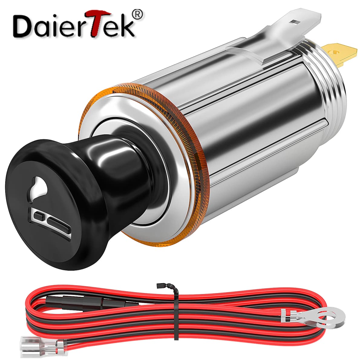 DaierTek 12V Cigarette Lighter Socket with Eject Button Cigarette Lighter Plug Car Cigarette Lighter Replacement Auxiliary Power