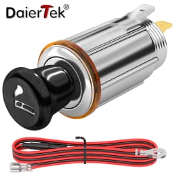 DaierTek 12V Cigarette Lighter Socket with Eject Button Cigarette Lighter Plug Car Cigarette Lighter Replacement Auxiliary Power