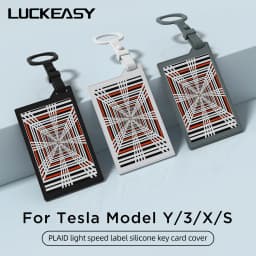 LUCKEASY for Tesla Model 3 Y X S Car Key Card Holder Protector Cover Auto Accessories PLAID Light Speed Label Silicone Key Case