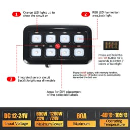 6/8 Gangs Universal LED Switch Panel 12V Light On-Off Control Relays System Slim Electronic Relay System for SUV Boat Caravan