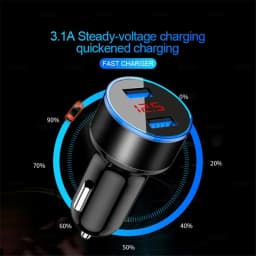 3.1A Dual USB Car Charger - 2 Port LCD Voltmeter, 12-24V Cigarette Lighter Socket, Universal Car Charger Adapter