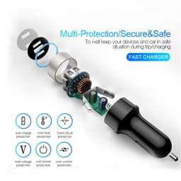 3.1A Dual USB Car Charger - 2 Port LCD Voltmeter, 12-24V Cigarette Lighter Socket, Universal Car Charger Adapter
