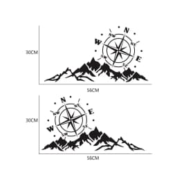 Car Sticker 2PCS Mountain Adventurers Compass Graphics Decoration Rv Camper Truck Truck Door Waist Line Hood Vinyl Decal,56*30CM