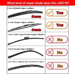 KAWOO 1pcs 8mm/6mm Car Windscreen Wiper Blades Insert Soft Rubber Strip (Refill) 14"16"17"18"19"20"21"22"24"26"28" Accessories