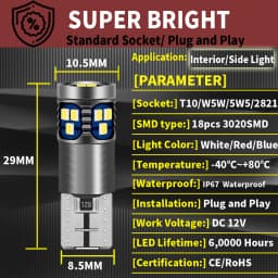 2x LED Parking Light Bulb W5W T10 Canbus For Mercedes Benz W211 W212 A207 C207 S211 S212 W220 W221 C216 W163 W164 W166 W251 E S