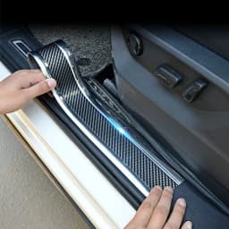 Car Threshold Strip Anti Scratch Door Sill Protector Rubber Strip Carbon Fiber Car Threshold Protection Bumper Film Sticker