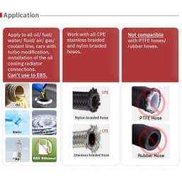 Universal AN4/AN6/AN8/AN10/AN12 Straight 0 45 90 Degree Oil Fuel Swivel Hose End Fitting Oil Hose End Adaptor Kit Black Red