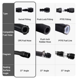 Universal AN4/AN6/AN8/AN10/AN12 Straight 0 45 90 Degree Oil Fuel Swivel Hose End Fitting Oil Hose End Adaptor Kit Black Red
