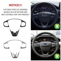 Steering Wheel Panel Cover for Ford Fiesta MK8 2017-2021 for Ford Focus MK4 2019-2023 ABS Car Steering Control Button Frame Trim