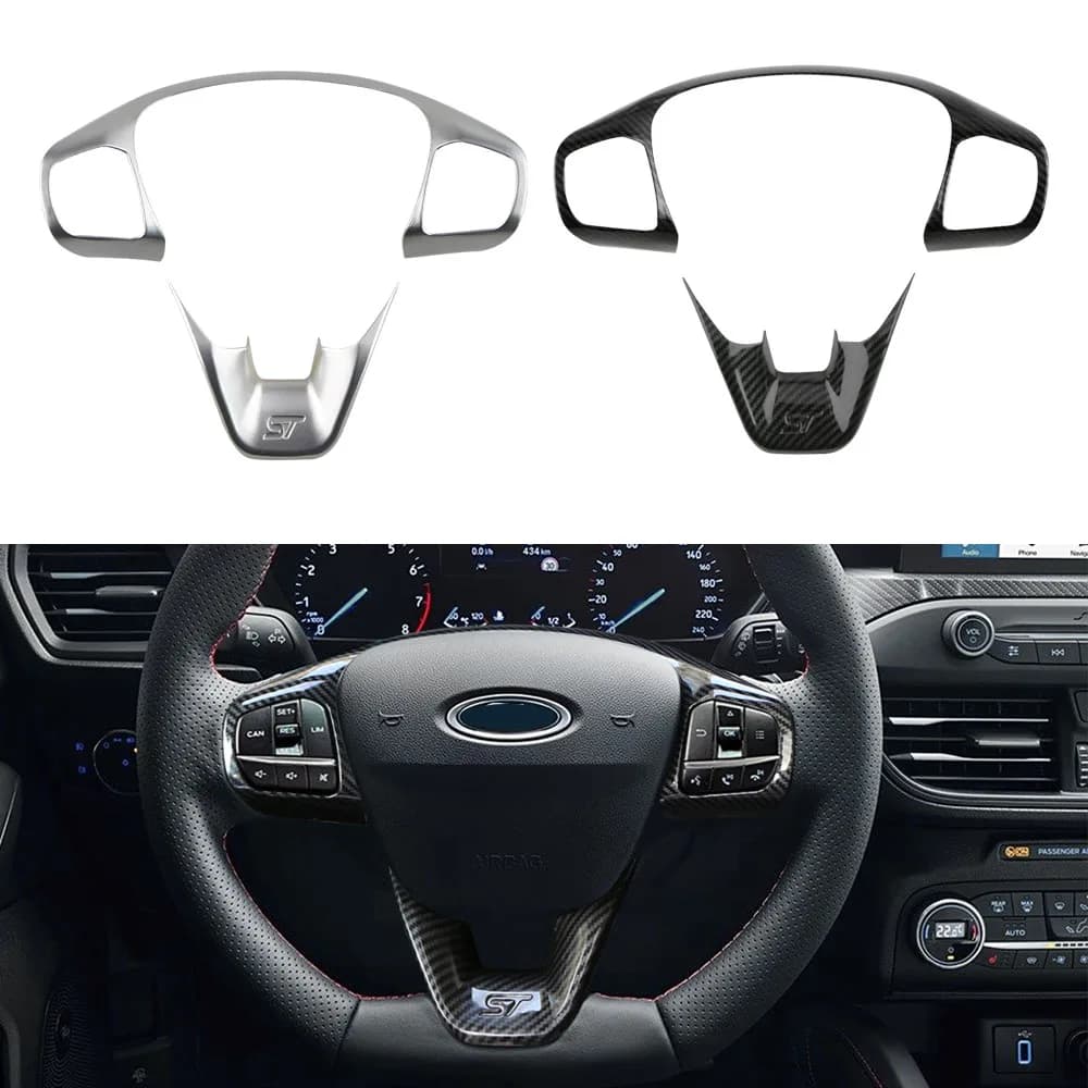 Steering Wheel Panel Cover for Ford Fiesta MK8 2017-2021 for Ford Focus MK4 2019-2023 ABS Car Steering Control Button Frame Trim