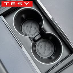 TESY For Tesla Model Y Juniper 2025 Launch Model 3 Highland 2024 Water Cup Mat Coasters Slots Non-Slip Mat Waterproof Drink Pad