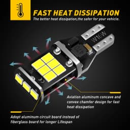 AUXITO 2Pcs Canbus T15 T16 LED Reverse Lights W16W 912 921 LED Bulb No Error Car Back Up Rear Lamp 12V 6000K White Super Bright