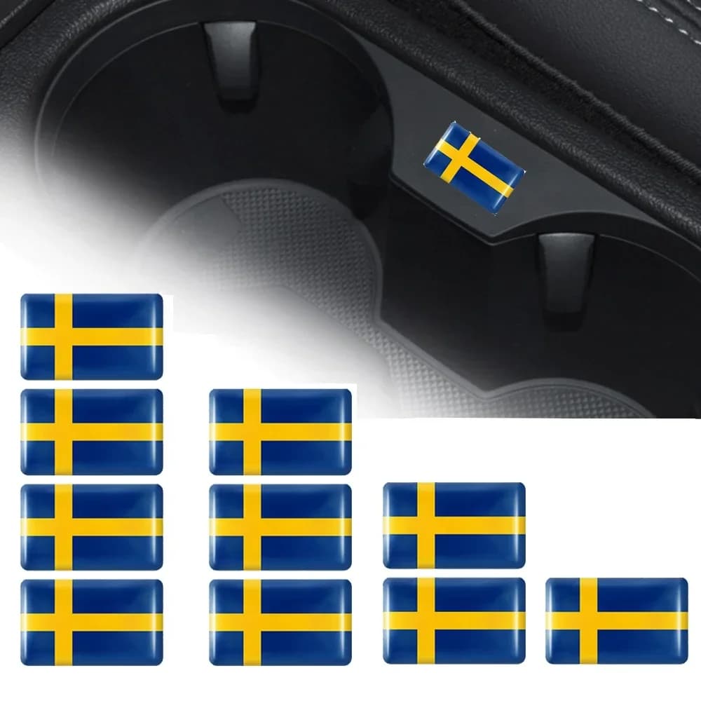 10pcs Epoxy Sweden Flags Sticker Car Interior Decoration Decal for VOLVO S40 S60 S80 S90 XC40 XC60 XC70 XC90 V40 V60 V70 Badge