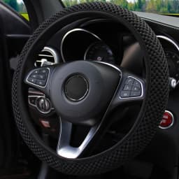 Summer Four Seasons Breathable Massage Comfortable Mesh Cloth Car Steering Wheel Cover Women's Car Accessories Black