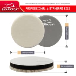 Sharkfox 3/5 Inch Japan Wool Polish Pad For DA RO Car Polisher Polishing Tray 80mm125mm Cutting Pad Car Clean Product