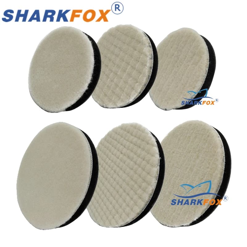 Sharkfox 3/5 Inch Japan Wool Polish Pad For DA RO Car Polisher Polishing Tray 80mm125mm Cutting Pad Car Clean Product