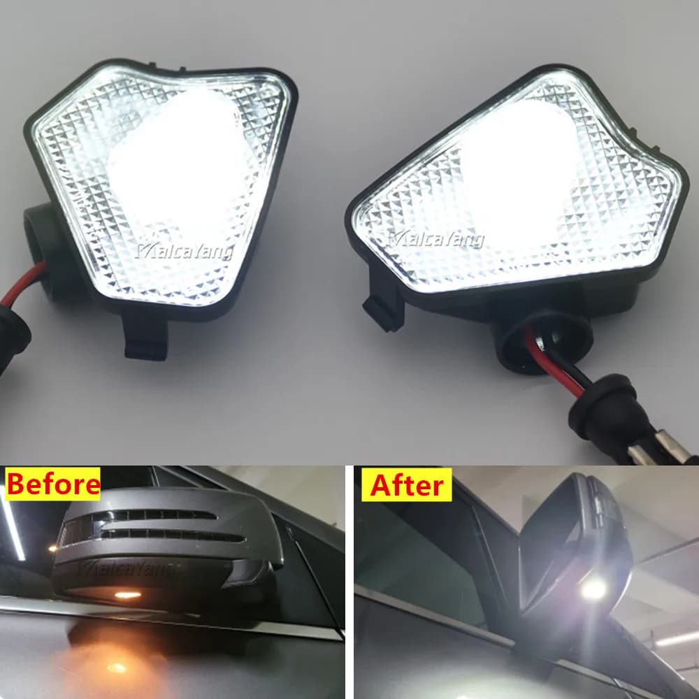 2Pcs Car LED Under Side Mirror Light Puddle Lamp for Mercedes Benz W176 X156 W204 W212 W246 W117 W218 W219 W209 W221 C117 W242