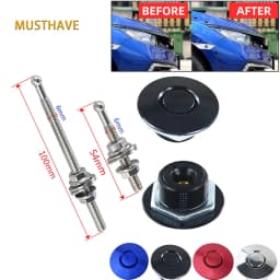 Universal 32mm/1.25" Push Button Billet Hood Pins Lock Clip Kit Engine Bonnets Lock Aluminum Car Quick Latch