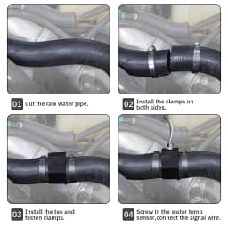 Black Water Temp Gauge Radiator Temperature Water Temp Joint Pipe Sensor 18MM 20MM 22MM 24MM Hose Adapter